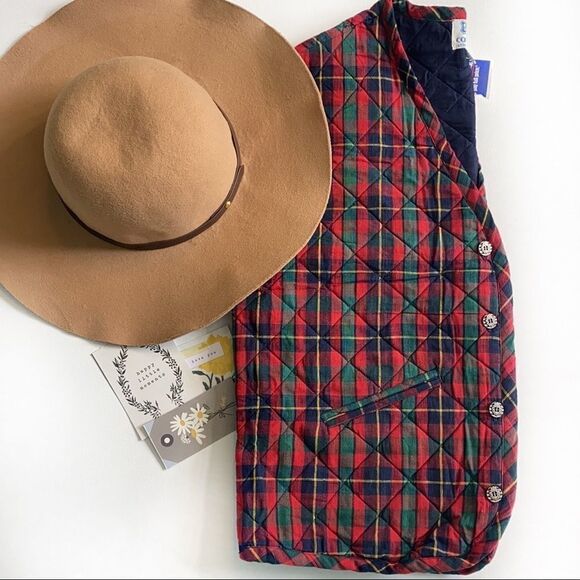 Vintage Soho Compagne Plaid Button Quilted Vest - Picture 1 of 7